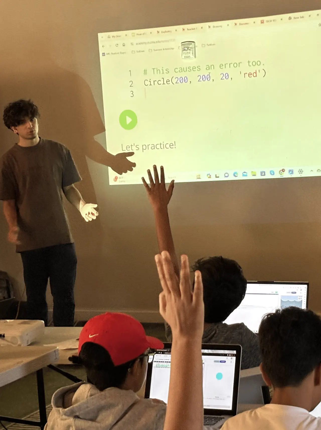Student-led peer mentorship during a workshop