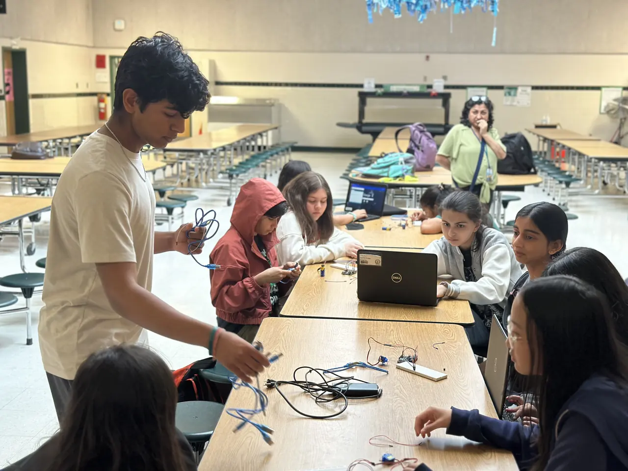 Students building circuits during a hands-on workshop